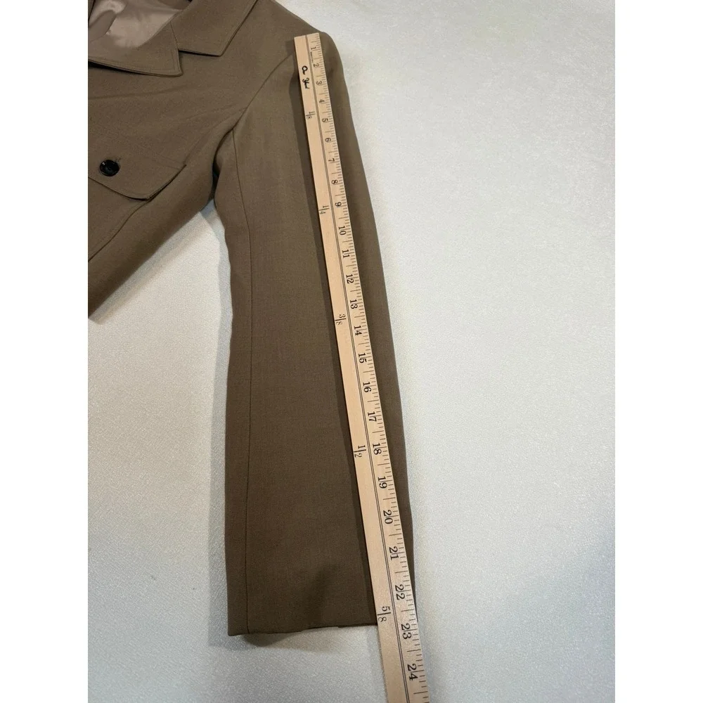 U-P Fashion Cropped Blazer Jacket Tan Two Button Utility Pockets Medium - Picture 7 of 8
